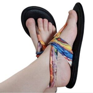 Sanuk Sandals Shoes Yoga Mat Sling 2 Fabric Tie Dye Women's WOMAN'S Size 6